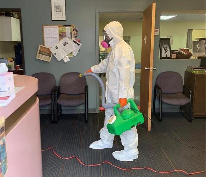 SERVPRO of Northwest Albuquerque technician was misting a dance studio to disinfect the air. 