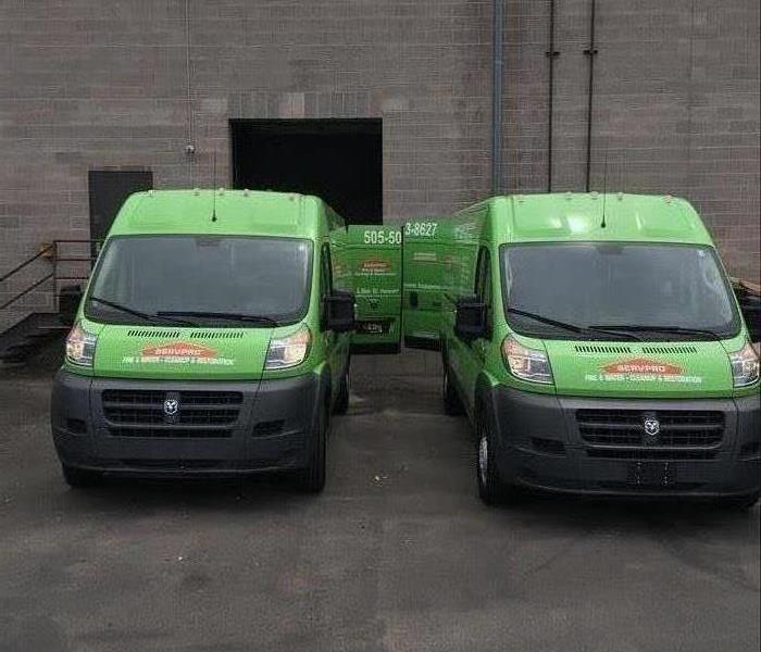 SERVPRO Vans getting ready to head out.